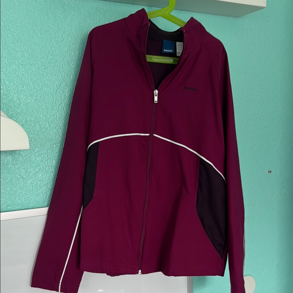 Reebok Red Utility Jacket with Stand-Up Collar and Full Zipper